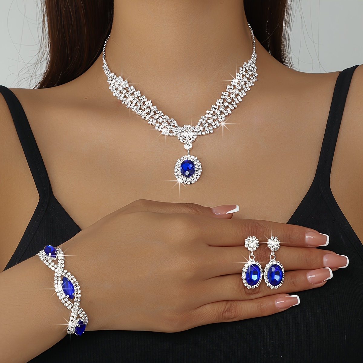 Bride Wedding Jewelry Set - Necklace, Bracelet, Earrings